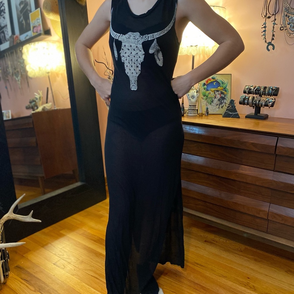 Boho longhorn print coverup maxi dress